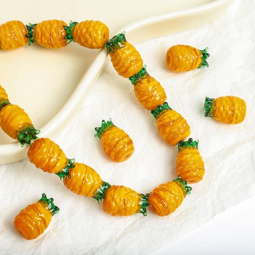 Vernickelt Glasperlen, Glas, Ananas, DIY, 15x20mm, Bohrung:ca. 2mm, verkauft von PC