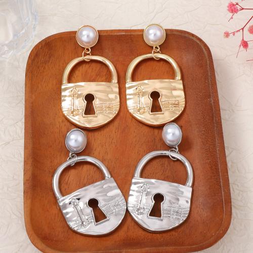 Kunststoff Perle Zink Legierung Ohrring, Zinklegierung, mit Kunststoff Perlen, plattiert, Modeschmuck & für Frau, keine, 38x77mm, verkauft von Paar