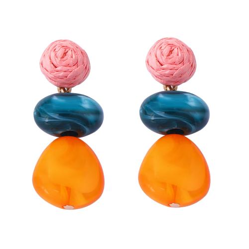 Plastic Drop Earring, with Paper, plated, fashion jewelry & for woman, multi-colored 