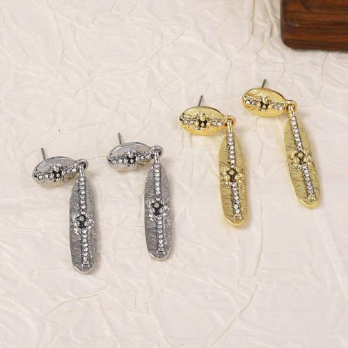 Zink Legierung Strass Tropfen Ohrring, Zinklegierung, plattiert, Modeschmuck & für Frau & mit Strass, keine, 6x45mm, verkauft von Paar