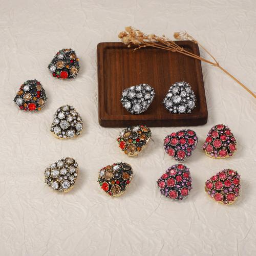 Zink Legierung Strass Ohrstecker, Zinklegierung, plattiert, Modeschmuck & für Frau & mit Strass, keine, 26x26mm, verkauft von Paar