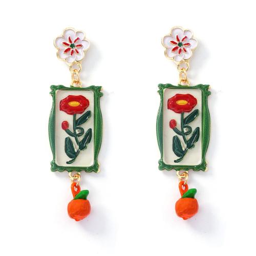 Emaille Zink Legierung Tropfen Ohrring, Zinklegierung, plattiert, Modeschmuck & für Frau, farbenfroh, 21x79mm, verkauft von Paar