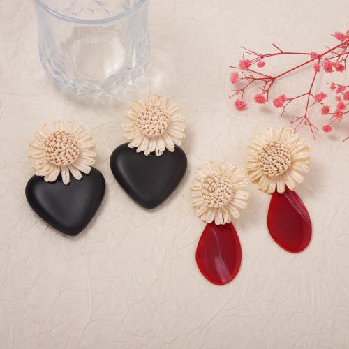 Acrylic Drop Earring, with Rafidah Grass, fashion jewelry & for woman 