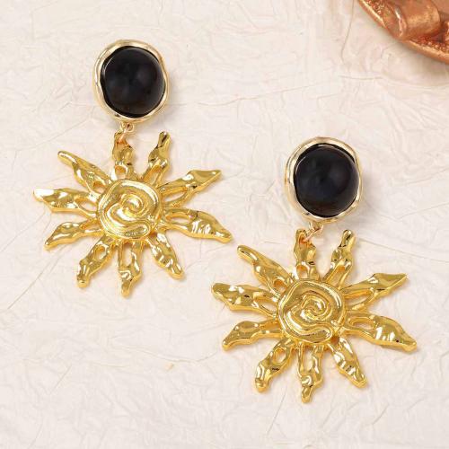 Emaille Zink Legierung Tropfen Ohrring, Zinklegierung, goldfarben plattiert, Modeschmuck & für Frau, schwarz, 47x72mm, verkauft von Paar