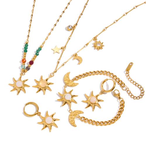 Rhinestone Edelstahl Schmuck Set, 304 Edelstahl, plattiert, verschiedene Stile für Wahl & für Frau & mit Strass, verkauft von PC