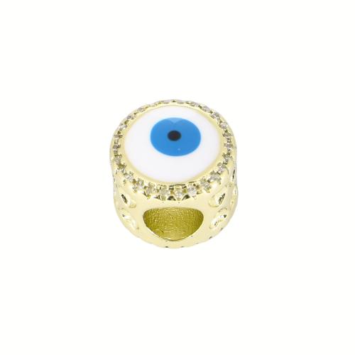 Латунная распорка для бусин, Латунь, Глаз, плакирован золотом, DIY & инкрустированное микро кубического циркония & эмаль продается PC