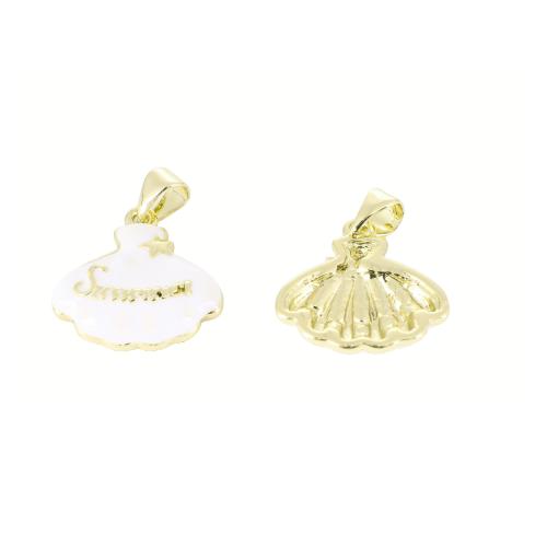 Эмаль латунь подвески, Латунь, плакирован золотом, DIY & с письмо узором & эмаль продается PC