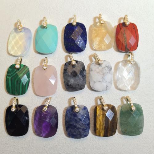 Edelstein Messing Anhänger, mit Messing, Rechteck, goldfarben plattiert, DIY & verschiedenen Materialien für die Wahl & facettierte & mit Strass, 13x20mm, verkauft von PC