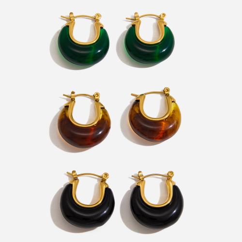 Harz Leverback Ohrring, 304 Edelstahl, mit Harz, goldfarben plattiert, Modeschmuck & für Frau, keine, verkauft von Paar