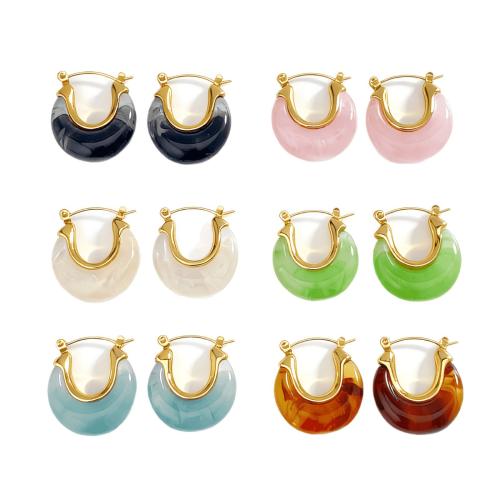 Harz Leverback Ohrring, 304 Edelstahl, mit Harz, goldfarben plattiert, Modeschmuck & für Frau, keine, 24mm, verkauft von Paar