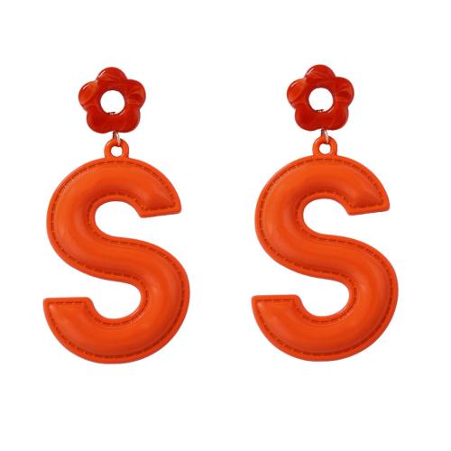 Plastic Drop Earring, plated, fashion jewelry & for woman, orange 