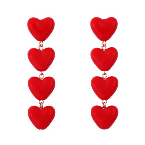 Plastic Drop Earring, Heart, plated, fashion jewelry & for woman, red 