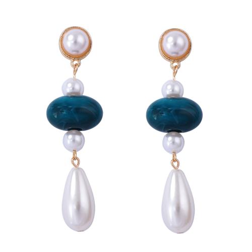 Plastic Pearl Drop Earring, plated, fashion jewelry & for woman, multi-colored 