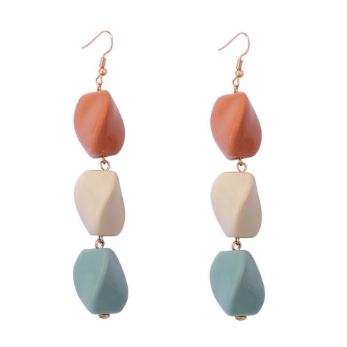 Plastic Drop Earring, plated, fashion jewelry & for woman, multi-colored, 17mm 