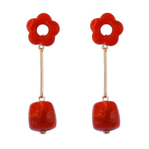 Pendiente de aleación de Zinc de resina, con aleación de zinc, chapado, Joyería & para mujer, naranja rojizo, 18x71mm, Vendido por Par