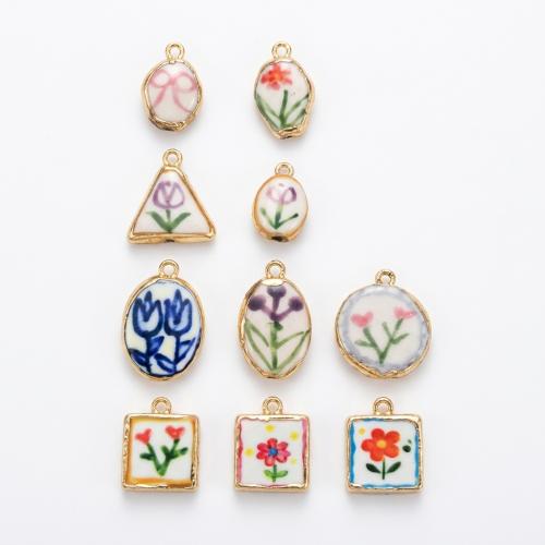 Handzeichnung Porzellan Perlen, DIY & verschiedene Stile für Wahl, Goldfarbe, verkauft von PC