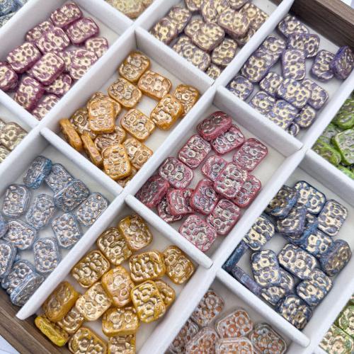 Handgefertigte Lampwork Perlen, Geometrisches Muster, DIY, keine, 18x14x5mm, Bohrung:ca. 1mm, 100PCs/Tasche, verkauft von Tasche