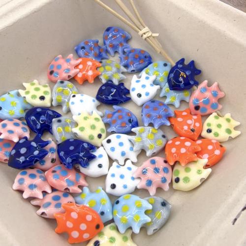 Handzeichnung Porzellan Perlen, Fisch, DIY, keine, 17x21x6.6mm, 100PCs/Tasche, verkauft von Tasche
