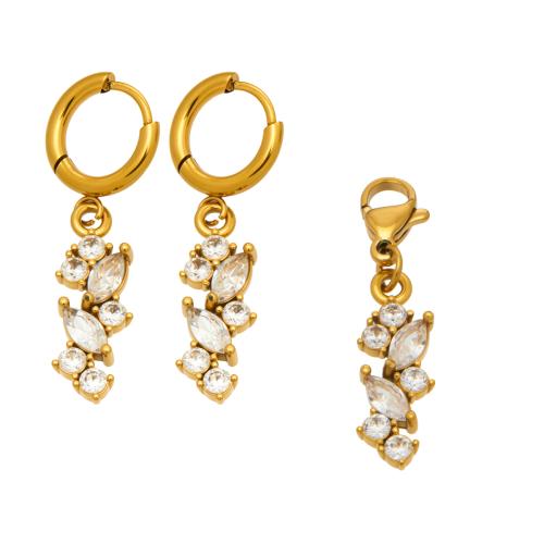 Кубический Цирконий комплекты ювелирных изделий Micro Pave из нержавеющей стали, нержавеющая сталь, Другое покрытие, ювелирные изделия моды & разные стили для выбора & Женский & с кубическим цирконием, Много цветов для выбора, продается Пара