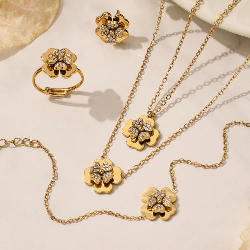 Кубический Цирконий комплекты ювелирных изделий Micro Pave из нержавеющей стали, нержавеющая сталь, Другое покрытие, ювелирные изделия моды & разные стили для выбора & Женский & с кубическим цирконием, Много цветов для выбора, продается указан