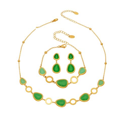 Наборы ювелирных украшений из нержавеющей стали, нержавеющая сталь, с Стеклянный камень, Другое покрытие, ювелирные изделия моды & разные стили для выбора & Женский, Много цветов для выбора, продается указан