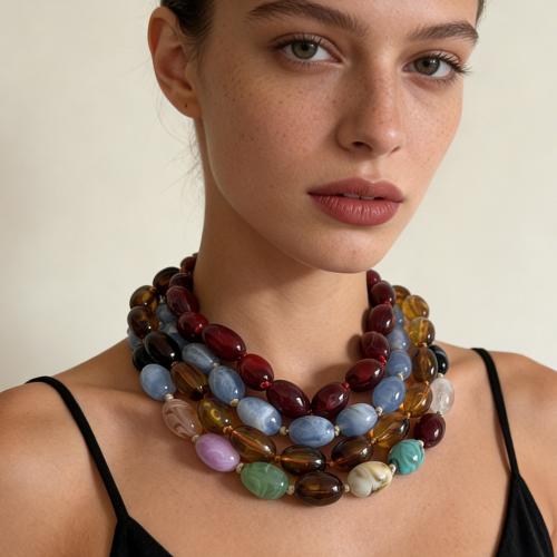 Смола воск шнур ожерелье, пластик, с 2.7inch наполнитель цепи, ювелирные изделия моды & Женский, Много цветов для выбора, 22mm, длина:Приблизительно 19.6 дюймовый, продается Strand