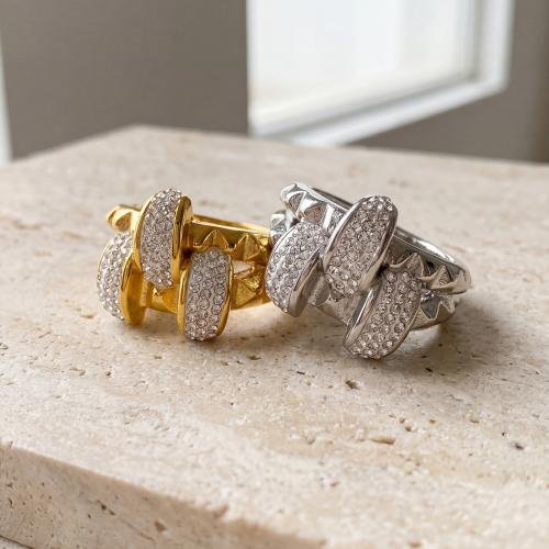 Нержавеющая сталь Rhinestone палец кольцо, Нержавеющая сталь 304, с клей, Другое покрытие, ювелирные изделия моды & разный размер для выбора & Женский, Много цветов для выбора, продается PC