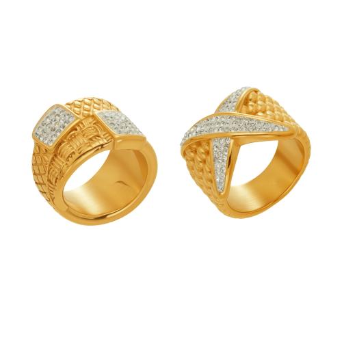 Нержавеющая сталь Rhinestone палец кольцо, Нержавеющая сталь 304, с клей, Другое покрытие, ювелирные изделия моды & разный размер для выбора & Женский, Много цветов для выбора, продается PC