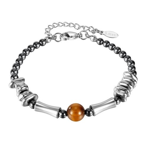 Acier titane bracelet, avec pierre gemme, Placage, unisexe & styles différents pour le choix Environ 7 pouce, Vendu par PC