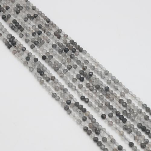 Бусы rutilated кварцевые, Черный рутиловый кварц, Круглая, DIY & разный размер для выбора & граненый, продается Strand