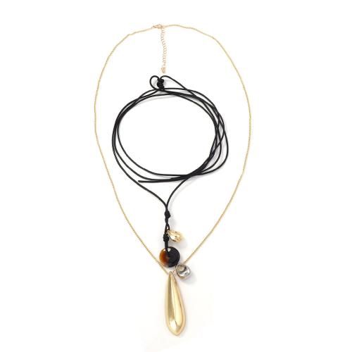 Multi слой ожерелье, цинковый сплав, с Восковой шнур, Другое покрытие, 2 шт. & ювелирные изделия моды & Женский, Золотой, 2пряди/указан, продается указан