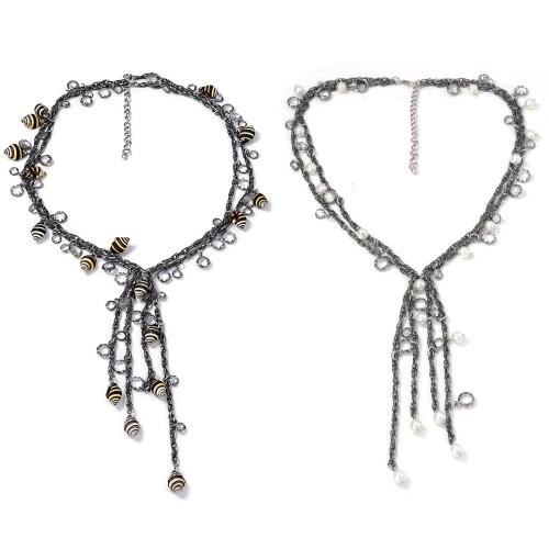 Мода Fringe Neckalace, Железо, Другое покрытие, Двойной слой & ювелирные изделия моды & разные стили для выбора & Женский, Много цветов для выбора, продается Strand