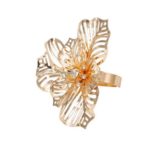 Eisen Finger Ring, goldfarben plattiert, Modeschmuck & einstellbar & für Frau & mit Strass, verkauft von PC