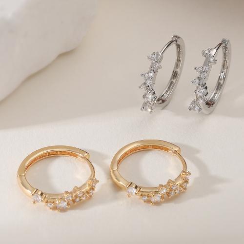 Цирконий Микро вымощает латунь Серьги, Латунь, Другое покрытие, ювелирные изделия моды & Женский & с кубическим цирконием, Много цветов для выбора продается Пара