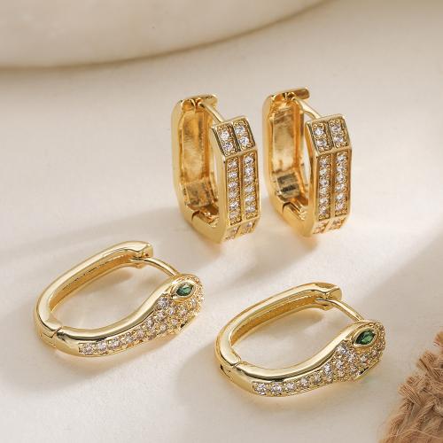 Цирконий Микро вымощает латунь Серьги, Латунь, Другое покрытие, ювелирные изделия моды & разные стили для выбора & инкрустированное микро кубического циркония & Женский, Много цветов для выбора, продается Пара