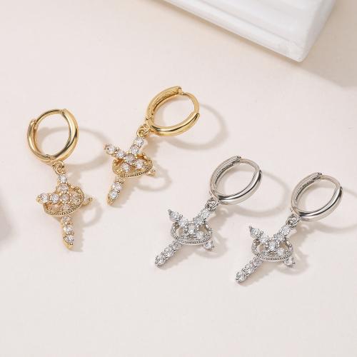 Цирконий Микро вымощает латунь Серьги, Латунь, Другое покрытие, ювелирные изделия моды & инкрустированное микро кубического циркония & Женский, Много цветов для выбора продается Пара