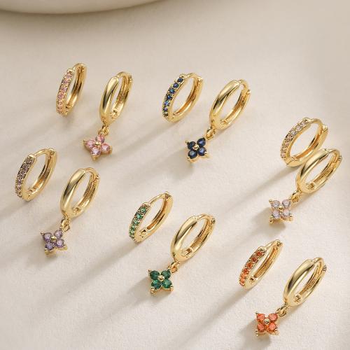 Цирконий Микро вымощает латунь Серьги, Латунь, Другое покрытие, ювелирные изделия моды & инкрустированное микро кубического циркония & Женский, Много цветов для выбора, продается Пара