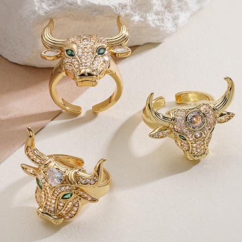 Цирконий Micro Pave Латунь палец кольцо, Другое покрытие, ювелирные изделия моды & регулируемый & инкрустированное микро кубического циркония & Женский, Много цветов для выбора, продается PC