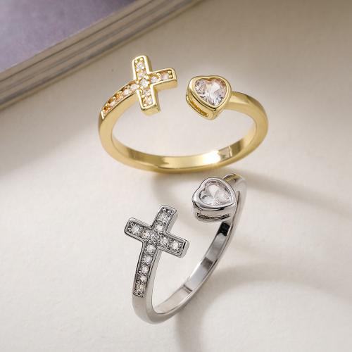 Цирконий Micro Pave Латунь палец кольцо, Другое покрытие, ювелирные изделия моды & регулируемый & инкрустированное микро кубического циркония & Женский, Много цветов для выбора, продается PC