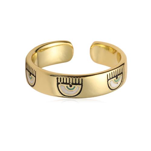 Палец кольцо-латунь, Латунь, плакированный настоящим золотом, ювелирные изделия моды & регулируемый & Женский & эмаль, 5mm, продается PC