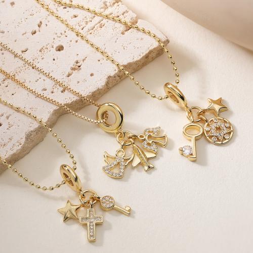 Корень Циркон Микро вымощает латунь ожерелье, Латунь, с 5cm наполнитель цепи, Другое покрытие, ювелирные изделия моды & регулируемый & разные стили для выбора & инкрустированное микро кубического циркония & Женский, Много цветов для выбора, длина:Приблизительно 45 см, продается Strand