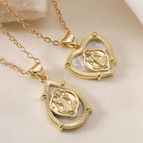 Ожерелье ручной латунные, Латунь, с Белая ракушка, с 5cm наполнитель цепи, плакированный настоящим золотом, ювелирные изделия моды & регулируемый & разные стили для выбора & Женский, Много цветов для выбора, длина:Приблизительно 45 см, продается Strand