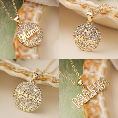 Корень Циркон Микро вымощает латунь ожерелье, Латунь, с 5cm наполнитель цепи, плакированный настоящим золотом, ювелирные изделия моды & регулируемый & разные стили для выбора & инкрустированное микро кубического циркония & Женский, Много цветов для выбора, длина:Приблизительно 45 см, продается Strand