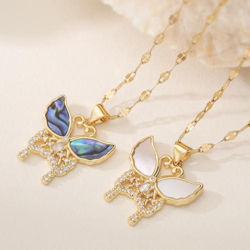 Корень Циркон Микро вымощает латунь ожерелье, Латунь, с 5cm наполнитель цепи, бабочка, плакированный настоящим золотом, ювелирные изделия моды & регулируемый & разные стили для выбора & инкрустированное микро кубического циркония & Женский, Много цветов для выбора длина:Приблизительно 45 см, продается Strand