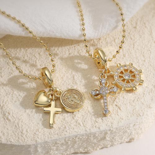 Корень Циркон Микро вымощает латунь ожерелье, Латунь, с 5cm наполнитель цепи, плакированный настоящим золотом, ювелирные изделия моды & регулируемый & разные стили для выбора & инкрустированное микро кубического циркония & Женский, Много цветов для выбора, длина:Приблизительно 45 см, продается Strand