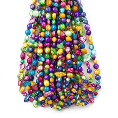 Бусины из ракушек с Южного моря, Перламутр, Нерегулярные, DIY, разноцветный, beads size 5-10mm, длина:Приблизительно 38 см, продается Strand