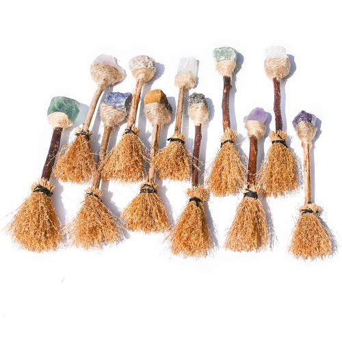 Halloween Decoration, Gemstone, with Straw, Broom, DIY 150mm 