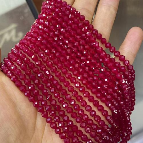 Бусины из одного камня, рубиновый оксид алюминия, DIY & разный размер для выбора & граненый, длина:Приблизительно 38 см, продается Strand