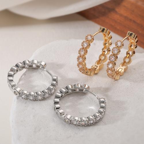 Цирконий Микро вымощает латунь Серьги, Латунь, Другое покрытие, ювелирные изделия моды & инкрустированное микро кубического циркония & Женский, Много цветов для выбора продается Пара