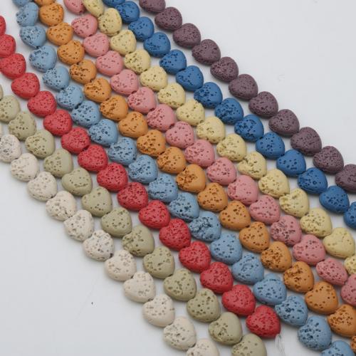 Multicolor Lava Perlen, Herz, poliert, DIY, keine, 12mm, ca. 30PCs/Strang, verkauft von Strang